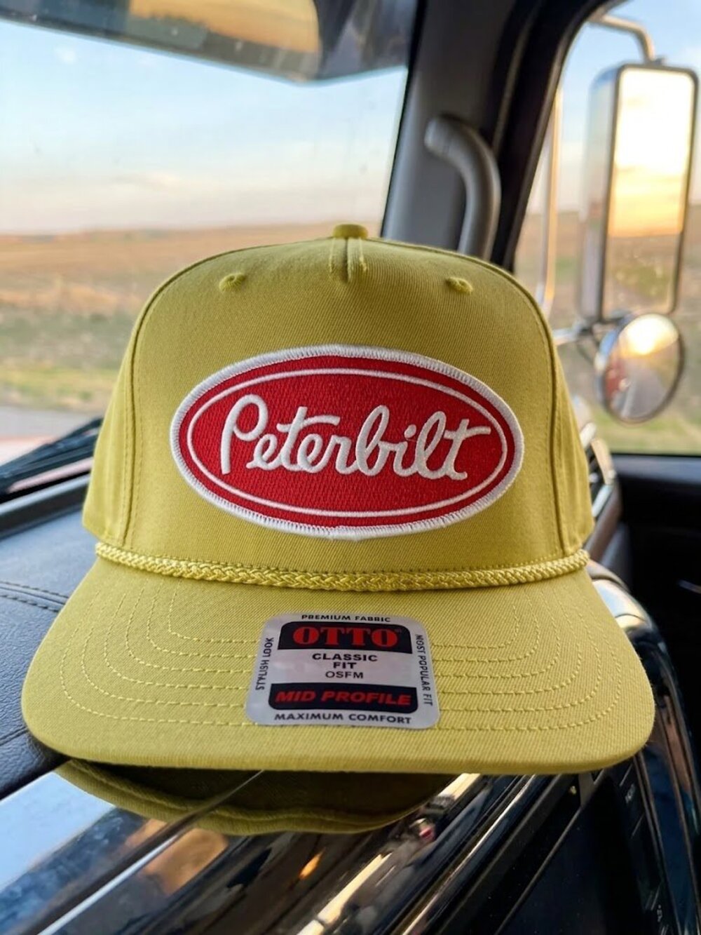 Peterbilt Semi Truck Embroidered Patch Yellow OTTO Rope Hat Snapback Cap Driver